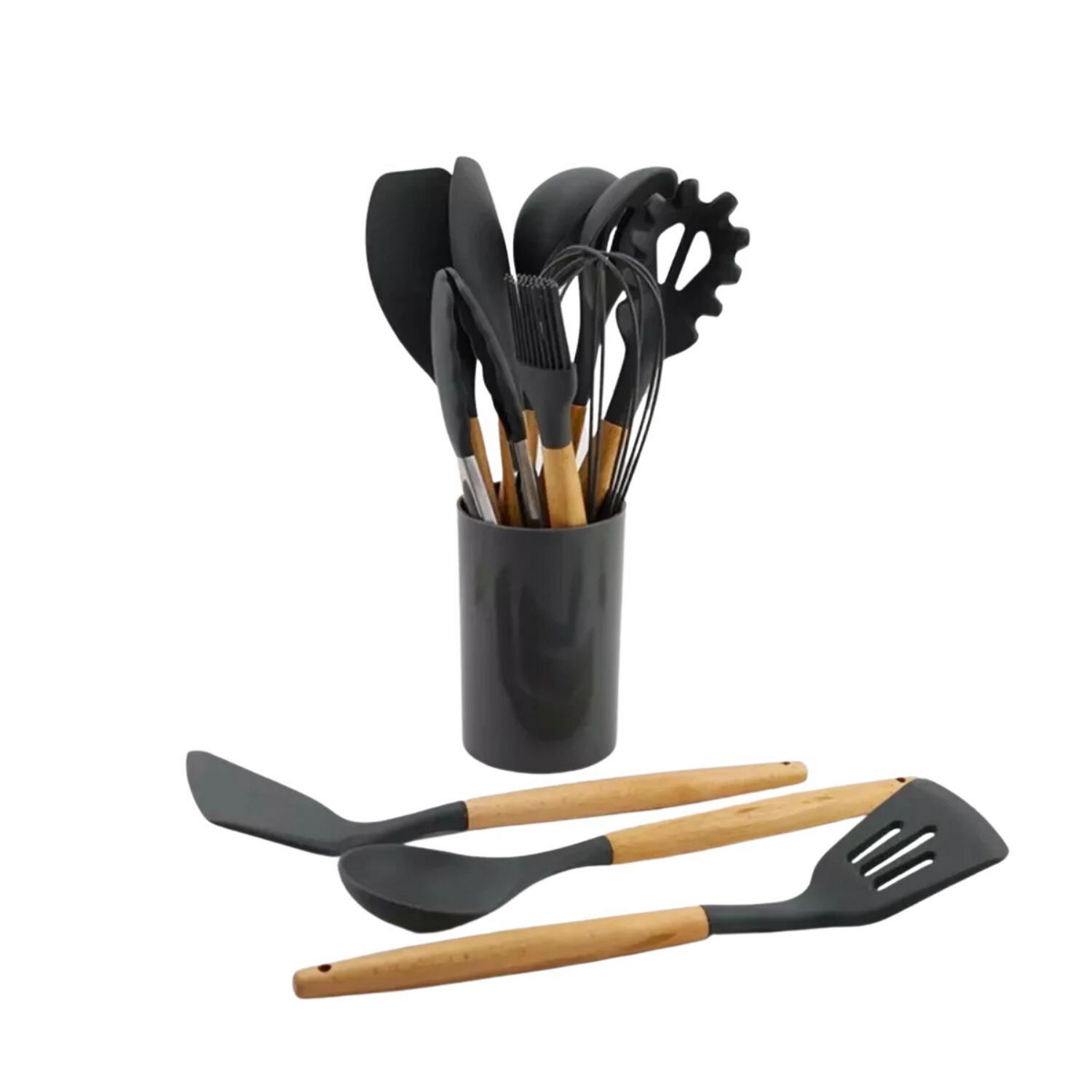 Set 11 Utensilios Cocina Antiadherentes Silicona Negro image number 0.0