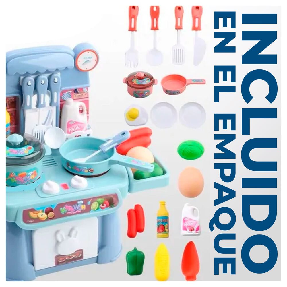 Cocina De Juguete Con Accesorios Con Estilo Moderno Azul image number 2.0