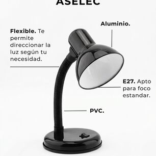 L&aacute;mpara De Escritorio Flexible Pm2694 - Negro.