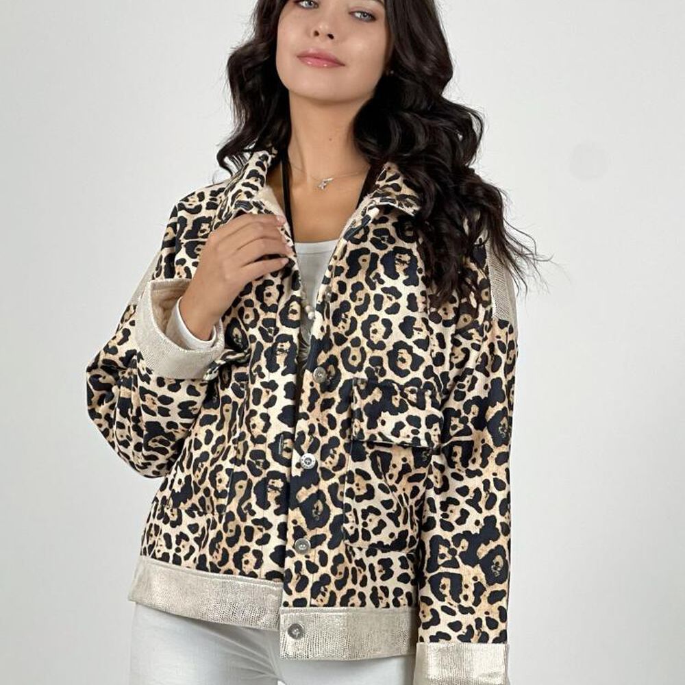 Chaqueta Cotele Print Brillos En Hombros image number 1.0