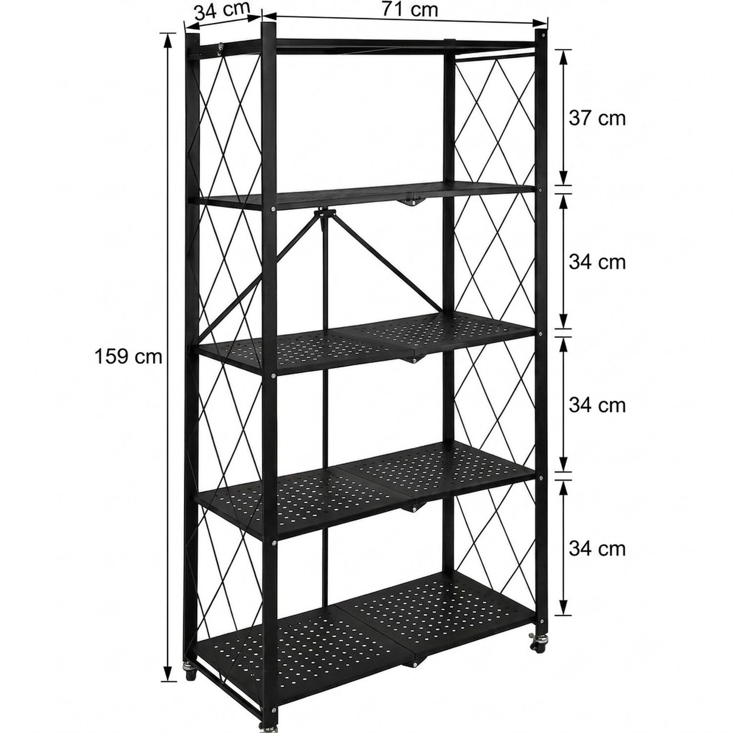 Estante Plegable 5 Niveles Organizador Cocina Acero Carbono Negro image number 4.0