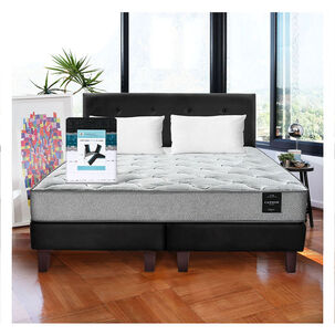 Combo Cama Cannon 2 Plazas Textil + Respaldo Tela Negro