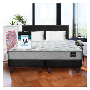 Combo Cama Cannon 2 Plazas Textil + Respaldo Tela Negro