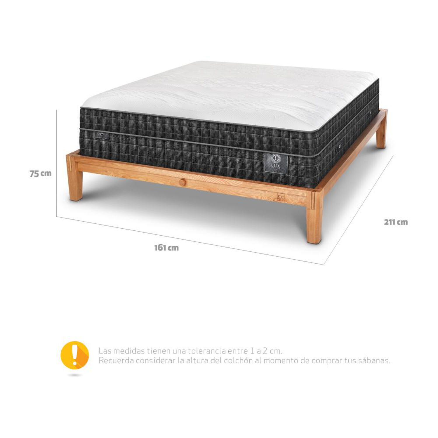 Cama Europea Cic Lux / 2 Plazas / Base Normal image number 4.0