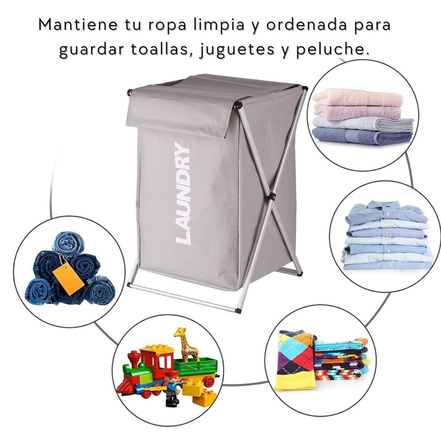 Canasto Ropa Sucia Plegable Tela Dise&ntilde;o Simple image number 3.0