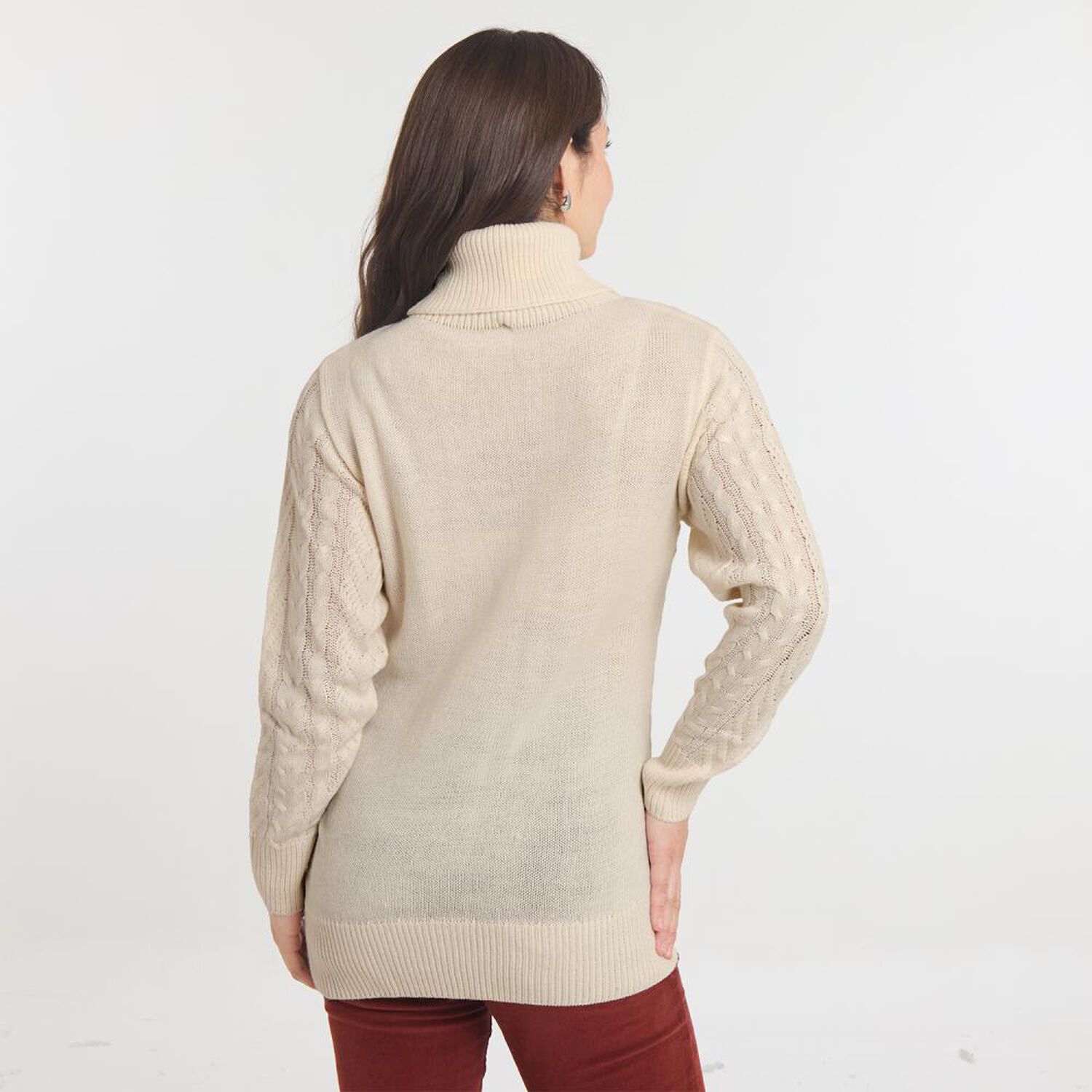 Sweater Trenzado Manga Larga Cuello Alto Mujer Geeps image number 1.0