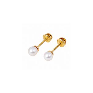 Aros Perla Cultivada Casquillo 3mm N1 Oro 18k 0.70gr Dorado
