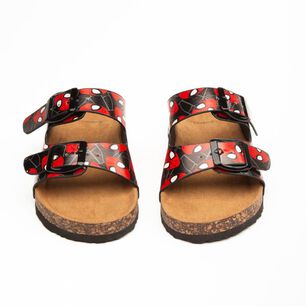 Sandalia Slide Ni&ntilde;o Caras Spiderman Negro/rojo