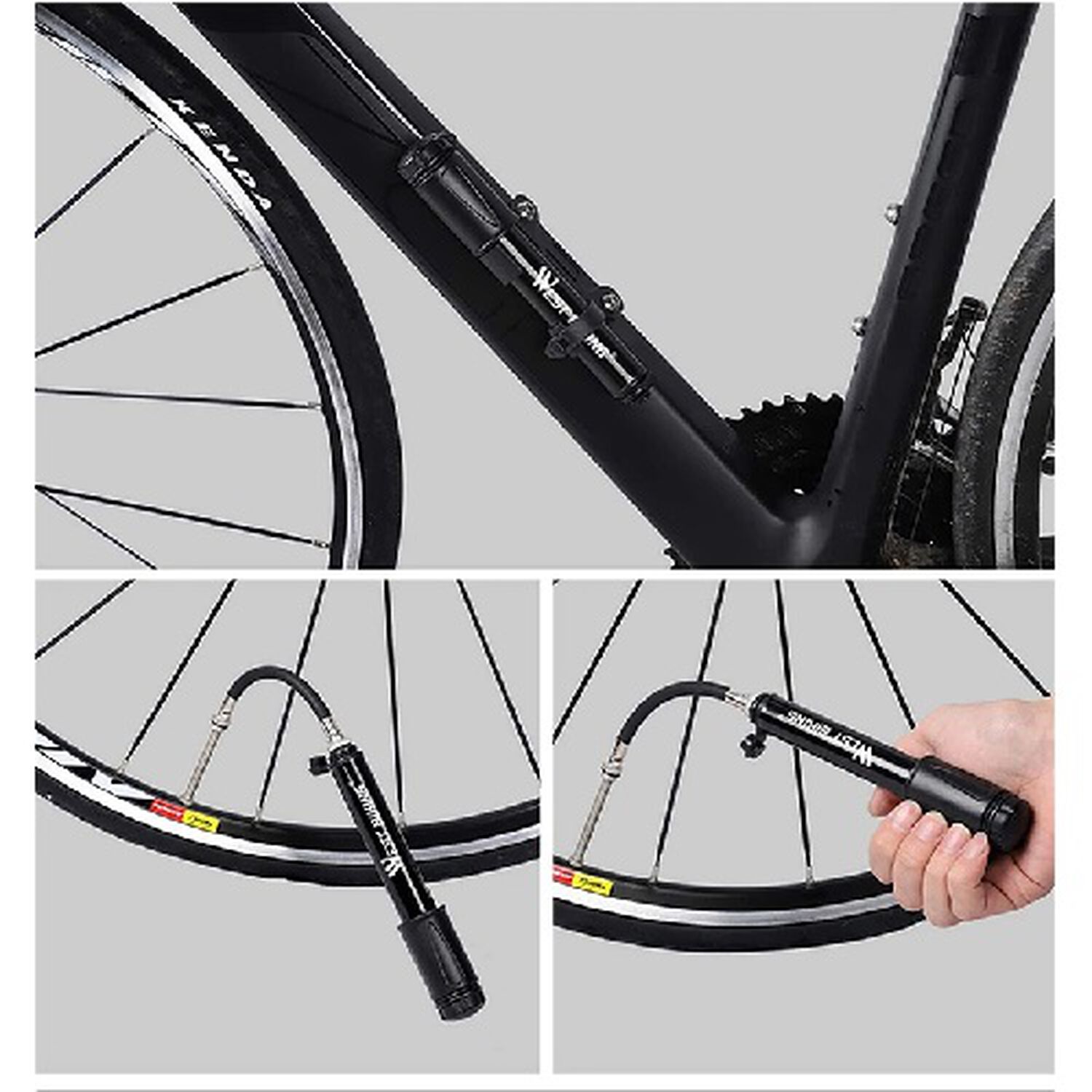 Bombin Para Bicicleta Bomba De Mano Alumino Resistente West Biking Para Bicis, Balones, Globos image number 4.0