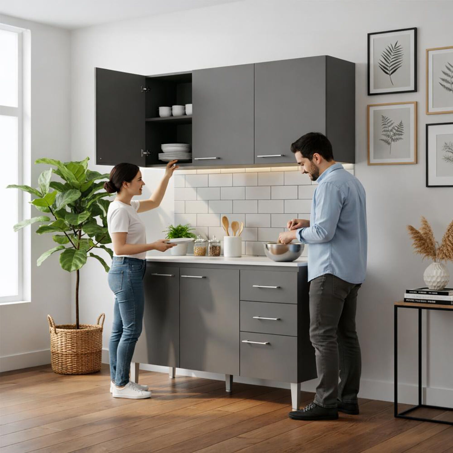 Mueble De Cocina Aereo Opie Vekkahome Grafito 12o Cm image number 6.0