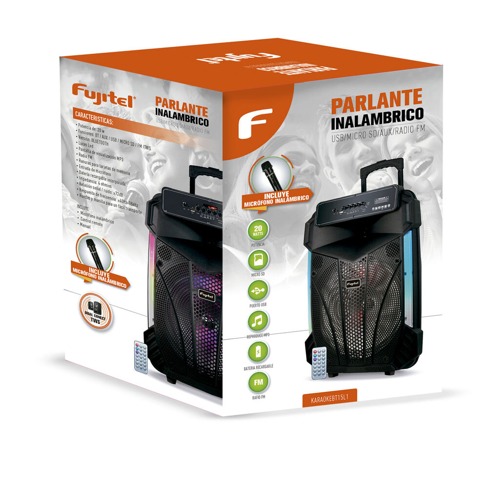 Karaoke 15l Bluetooth Usb Aux Fm Fujitel I160karaokebt15l1 image number 2.0