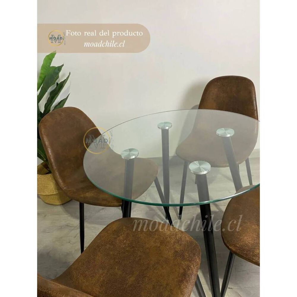 Silla Paris Ecocuero Vintage Caf&eacute; Oscuro Patas Negras image number 3.0