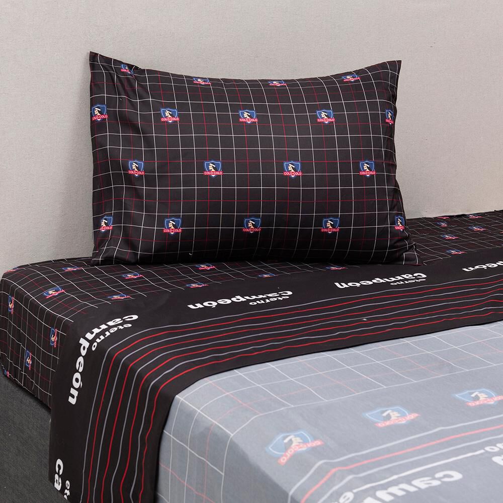 Juego De S&aacute;banas Colo Colo Escoses / 1.5 Plazas image number 0.0