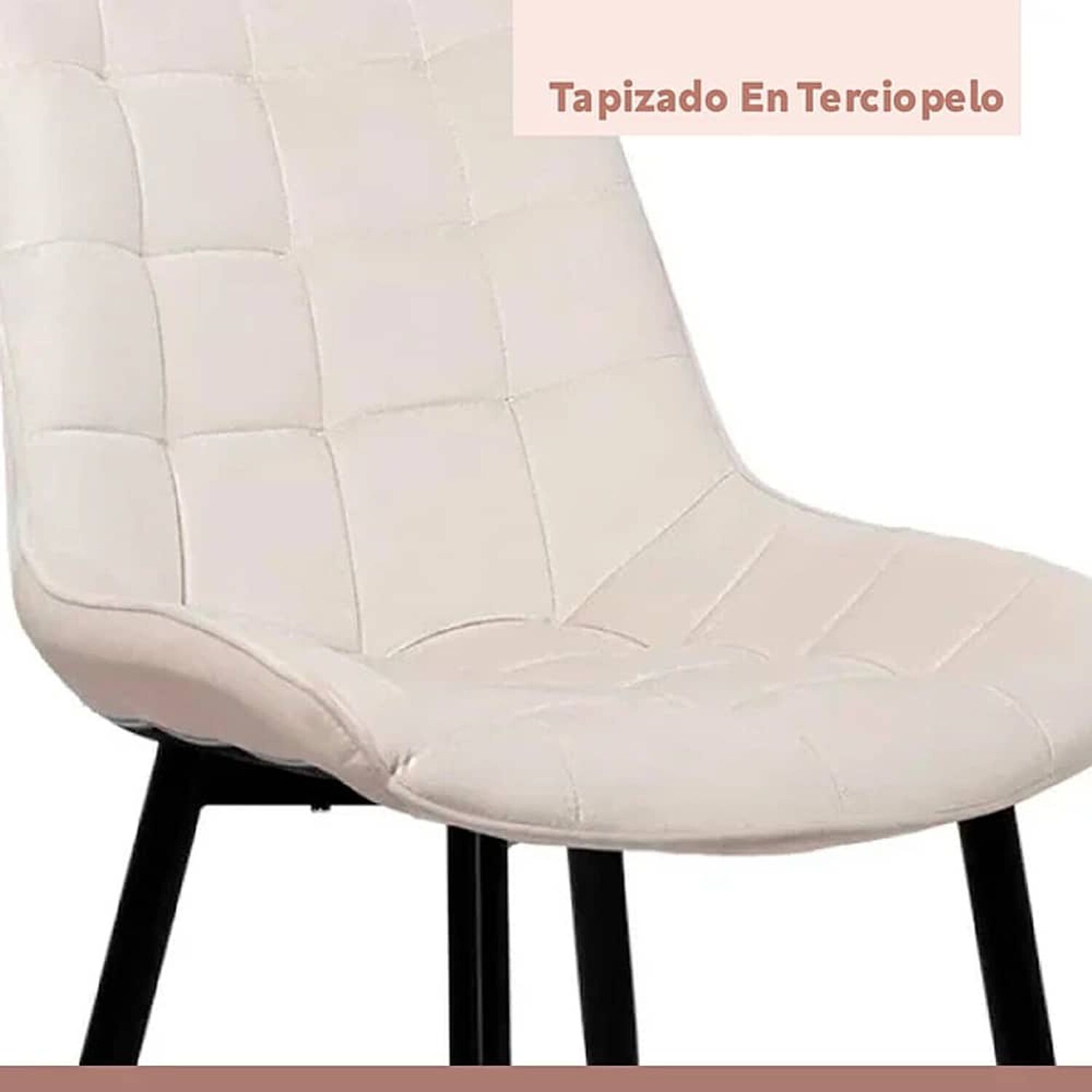 Comedor Mesa Eames 80cm Redonda Vidrio + 4 Silla Macron Terciopelo - Beige image number 6.0