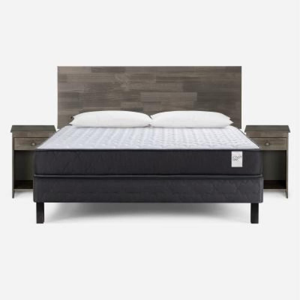 Cama Europea Rosen Wave / 2 Plazas / Base Normal + Set De Maderas Tabor Grafito + Almohada Light image number 8.0