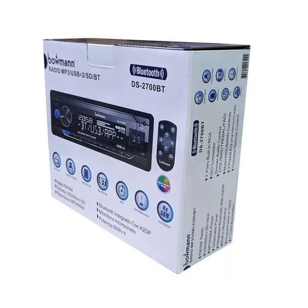 Radio De Auto Bowmann Modelo Ds-2700bt Con Usb, Bluetooth Y Lector De Tarjeta Sd image number 0.0
