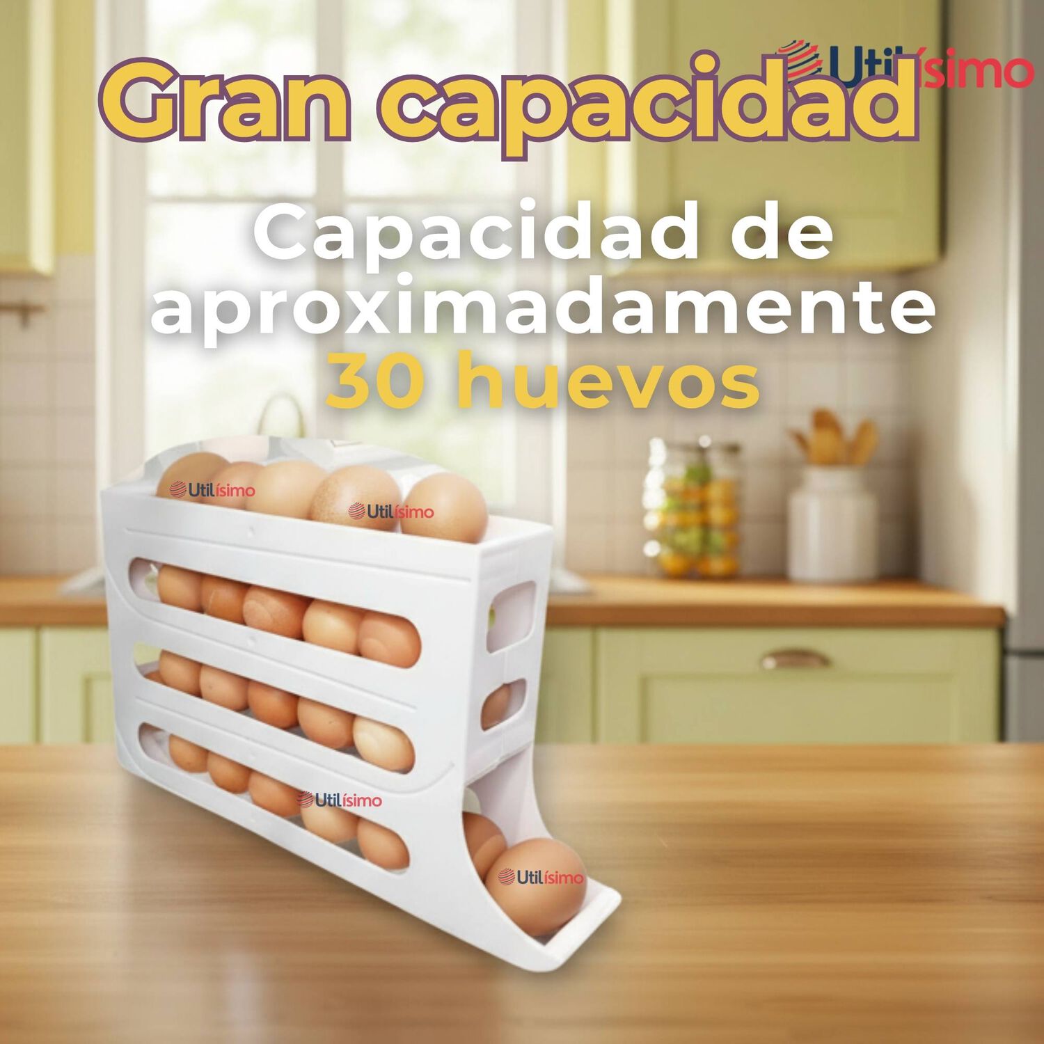 Organizador Dispensador De Huevos Para 30 Huevos Huevera 4 Niveles image number 1.0