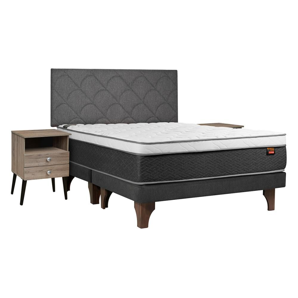 Cama Europea Celta Everest / 2 Plazas / Base Dividida + Set De Maderas image number 0.0