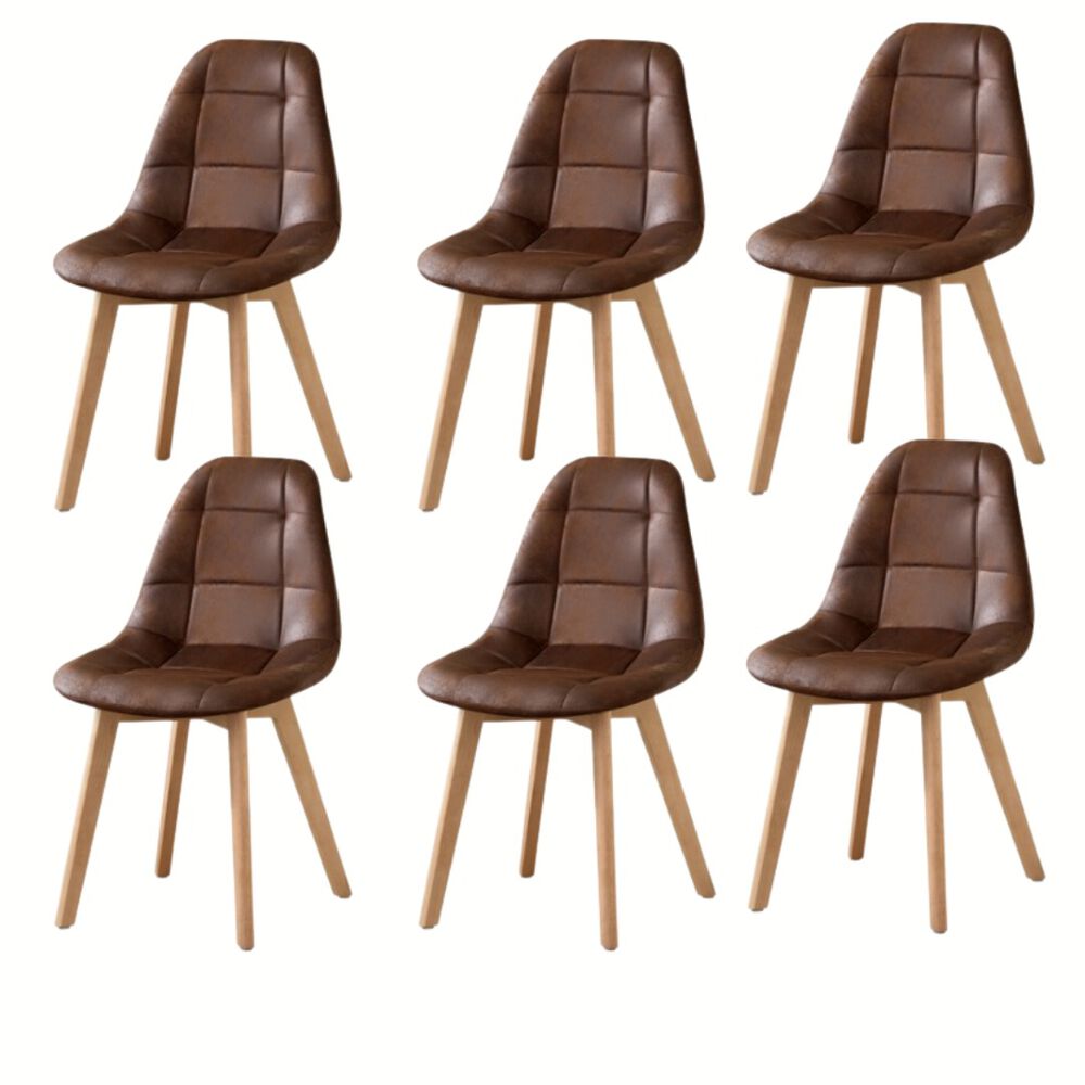 Comedor Warwick 120cm + 6 Sillas Capitonne Ecocuero Vintage Cafe image number 4.0