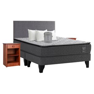 Cama Europea Celta Astral / 2 Plazas / Base Dividida + Set De Maderas + Almohadas + Juego De S&aacute;banas