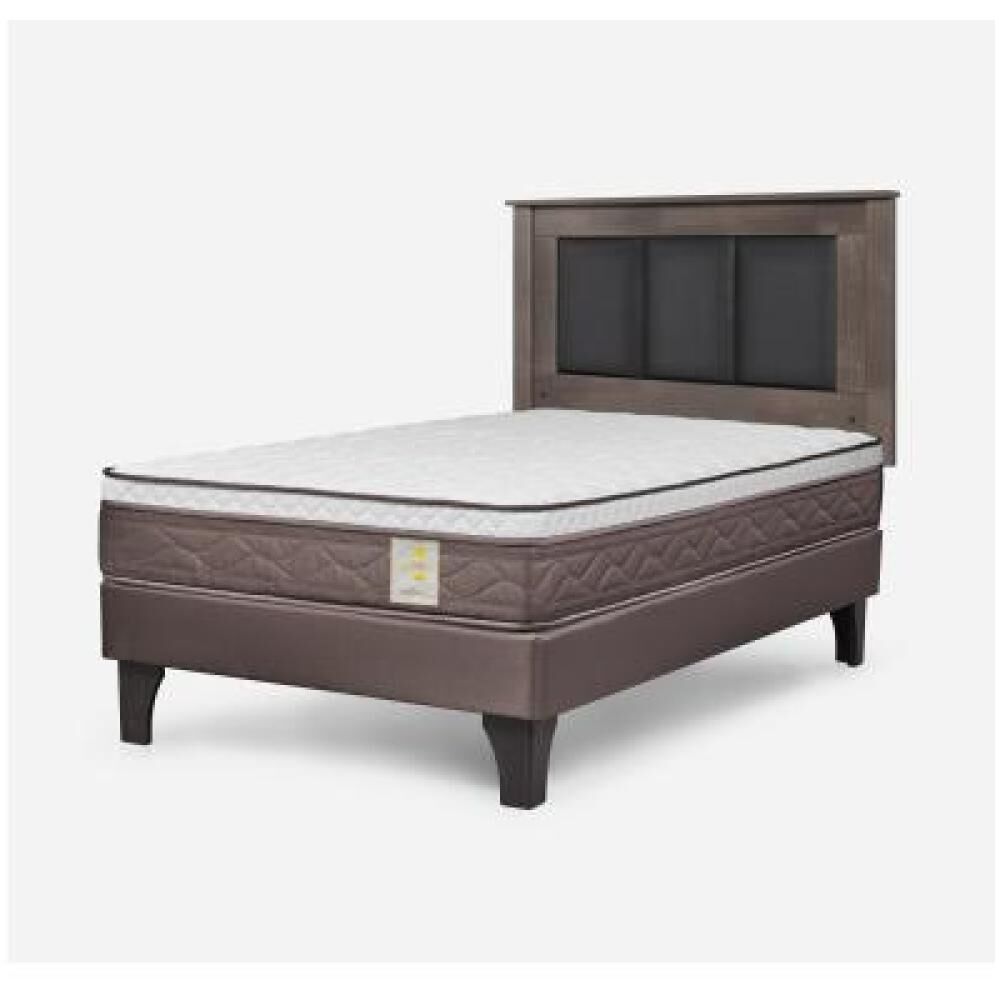 Cama Europea Rosen New Style 4 Plus / 1.5 Plazas / Base Normal  + Respaldo Rachel Gris image number 8.0