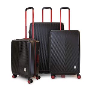 Set 3 Maletas Cabina Mediana Grande Slay Negra Con Rojo Penguin