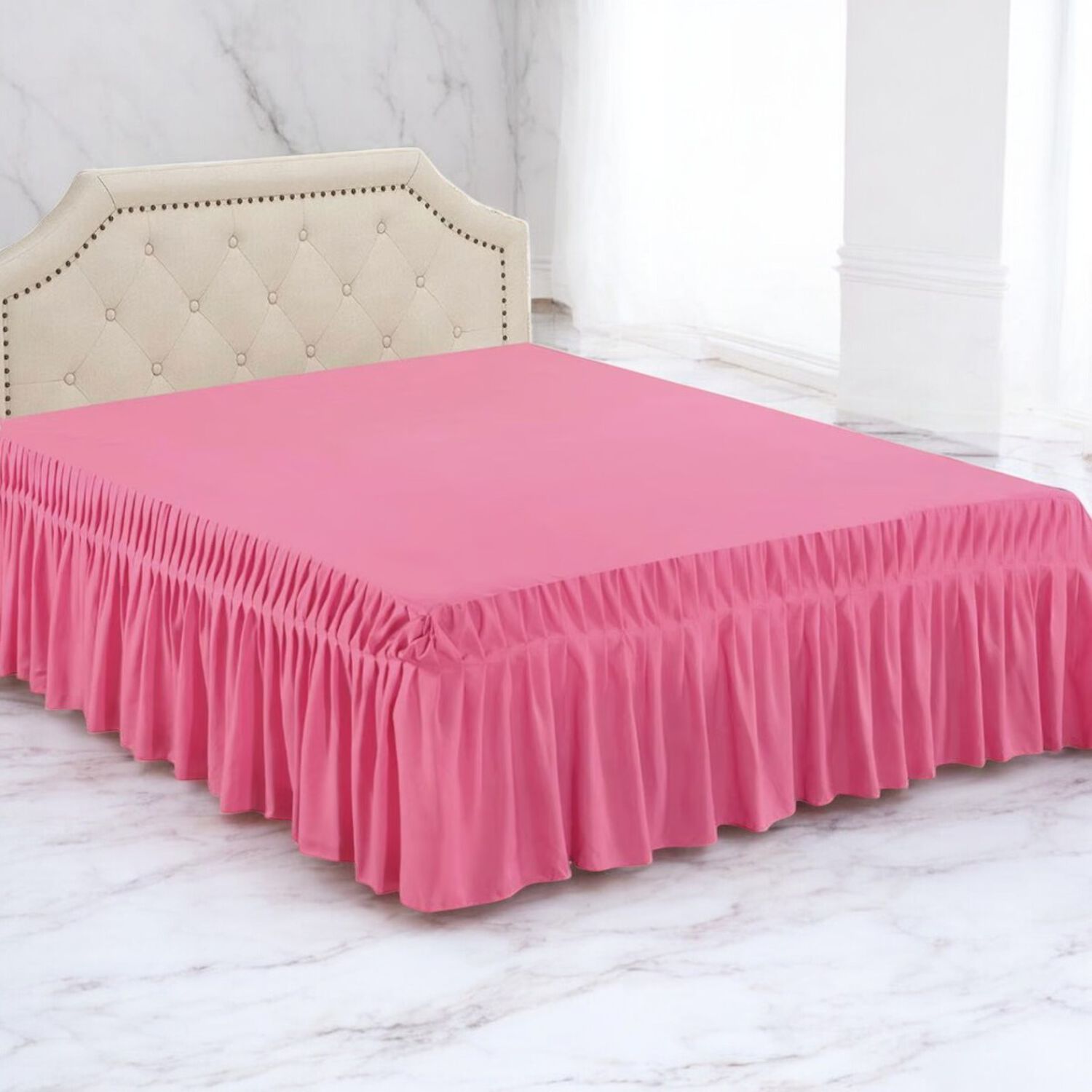 Faldon Para Cama De 1.5 Plazas Color Rosado image number 1.0
