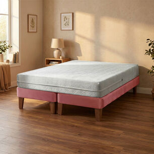 Cama Europea Zen Best 2 Plazas 190 Cm Colchon Espuma Con Funda Velvet Palo Rosa