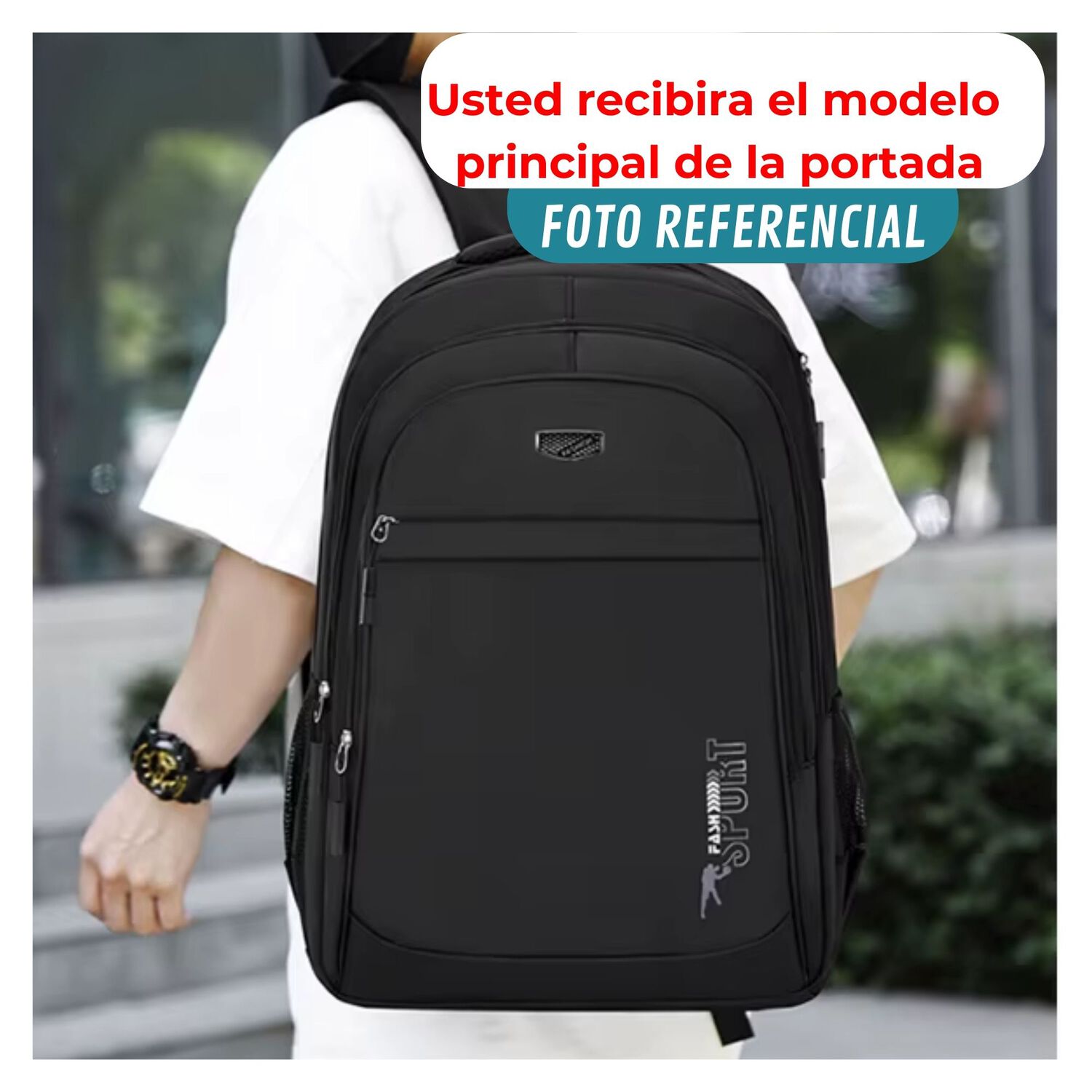 Mochila Hombre Impermeable Urbana Juvenil Multifuncional Red image number 2.0