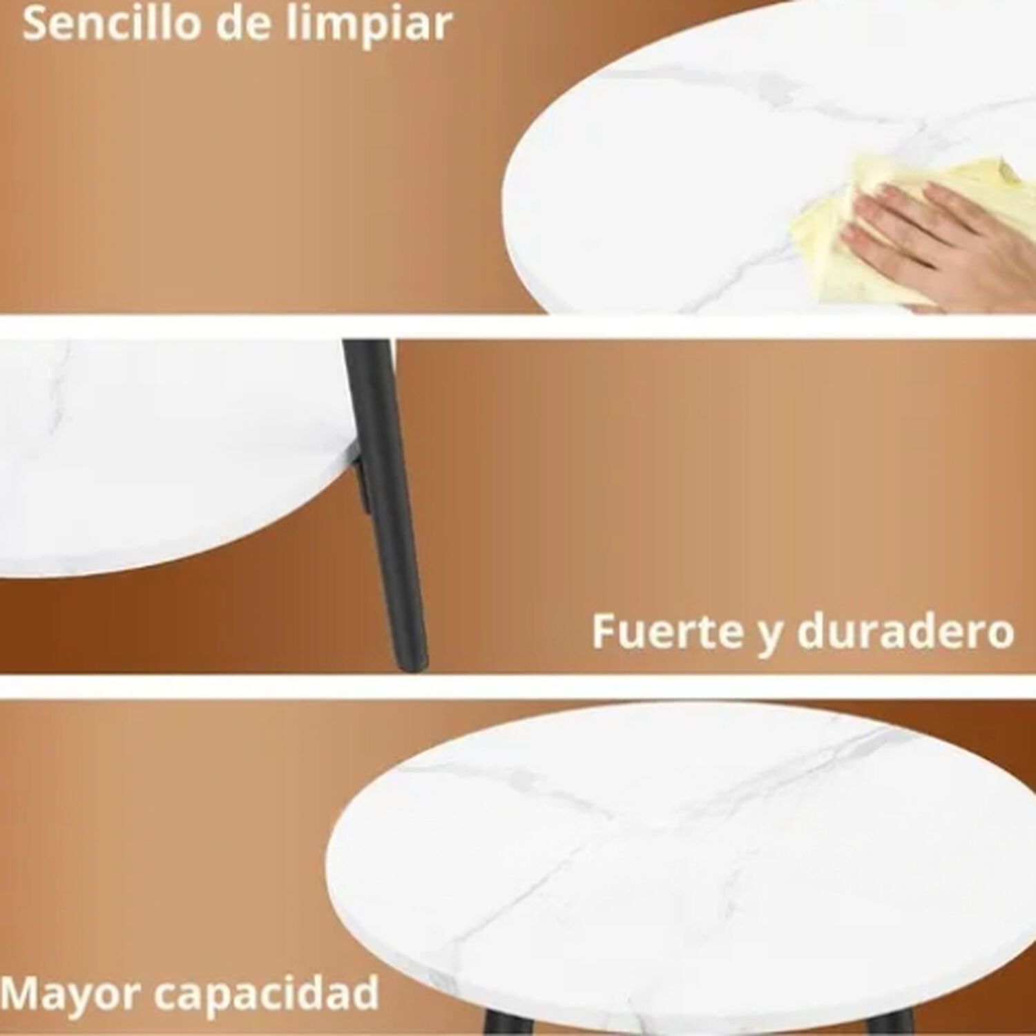 Mesa De Centro Redonda 40x40x52cm Decoraci&oacute;n Minimalista image number 3.0
