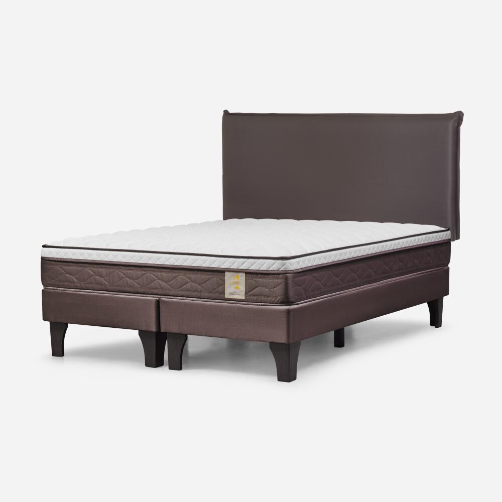 Cama Europea Rosen New Style 4 Plus / 2 Plazas / Base Dividida  + Respaldo Maurice Chocolate image number 2.0
