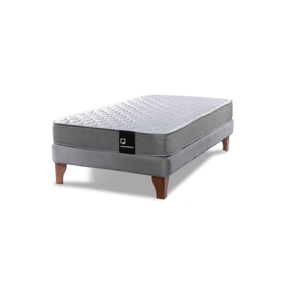 Cama Europea Zen Best 1.5 Plaza Tela Velvet Gris image number 1.0