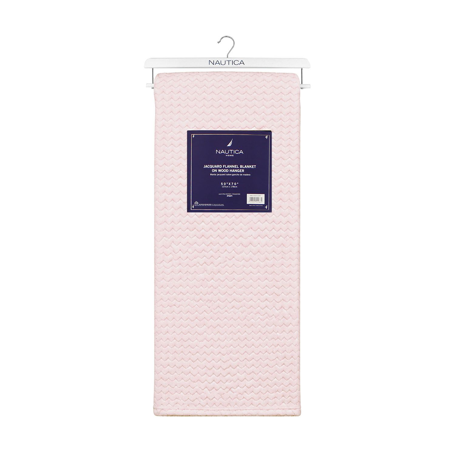 Pack 2 Mantas De Cama Nautica Home Jacquard Franela Suave 127x178cm Rosado image number 4.0