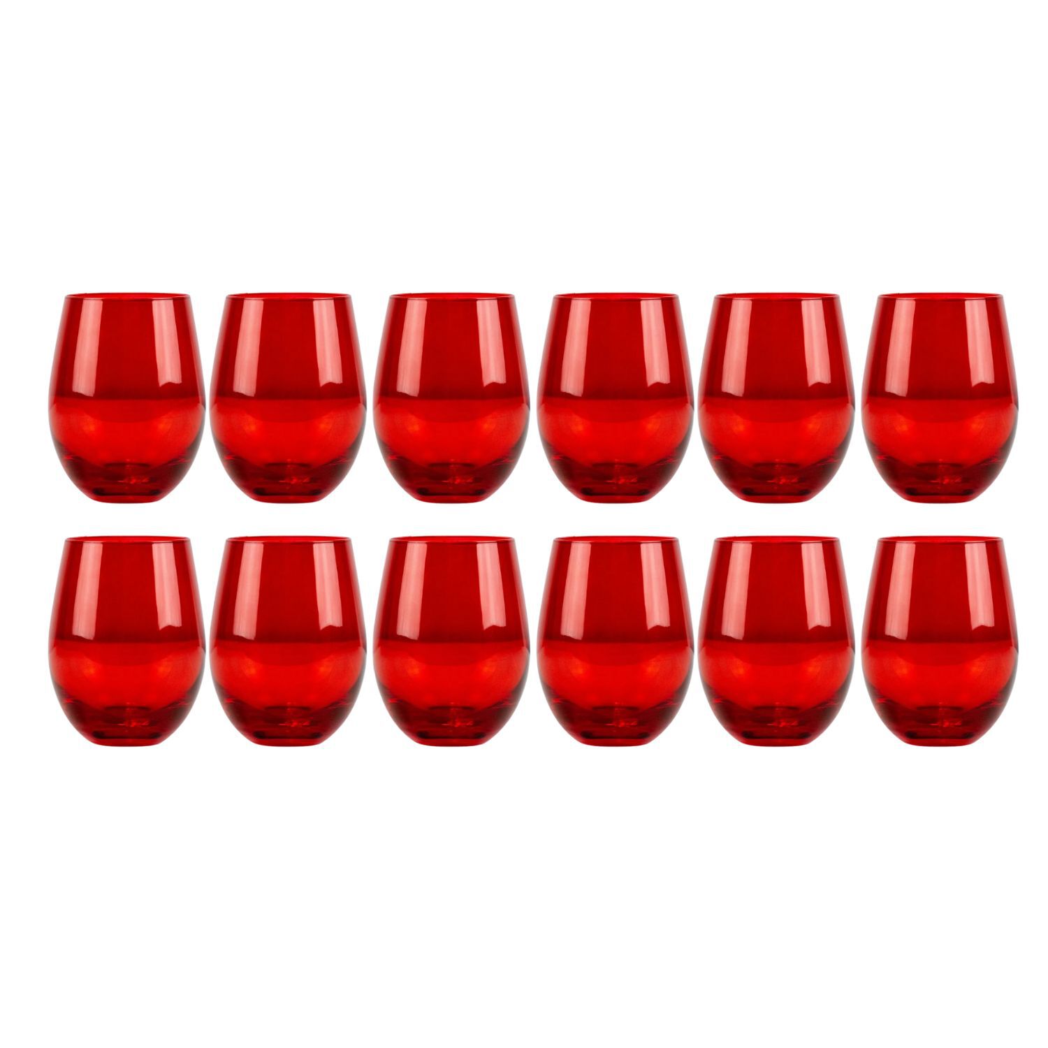 Set 12 Vasos Vidrio Bajos Full Color Rojo 480ml Allegra image number 0.0