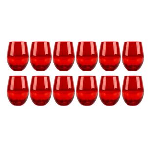 Set 12 Vasos Vidrio Bajos Full Color Rojo 480ml Allegra