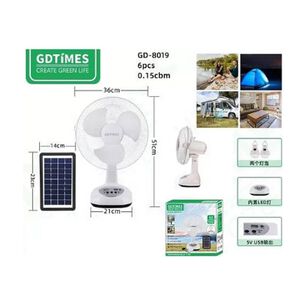 Ventilador Solar Recargable Carga Usb +2 Ampolletas 12