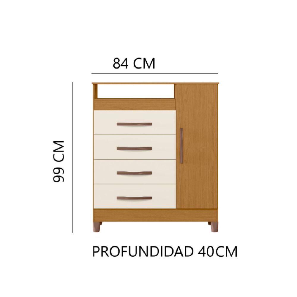 Comoda 4 Cajones 1 Puerta Turqueza Cinamomo Off White image number 3.0