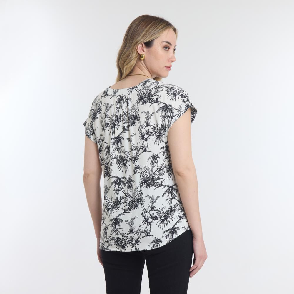 Blusa Full Print Manga Corta Cuello V Mujer Geeps image number 3.0