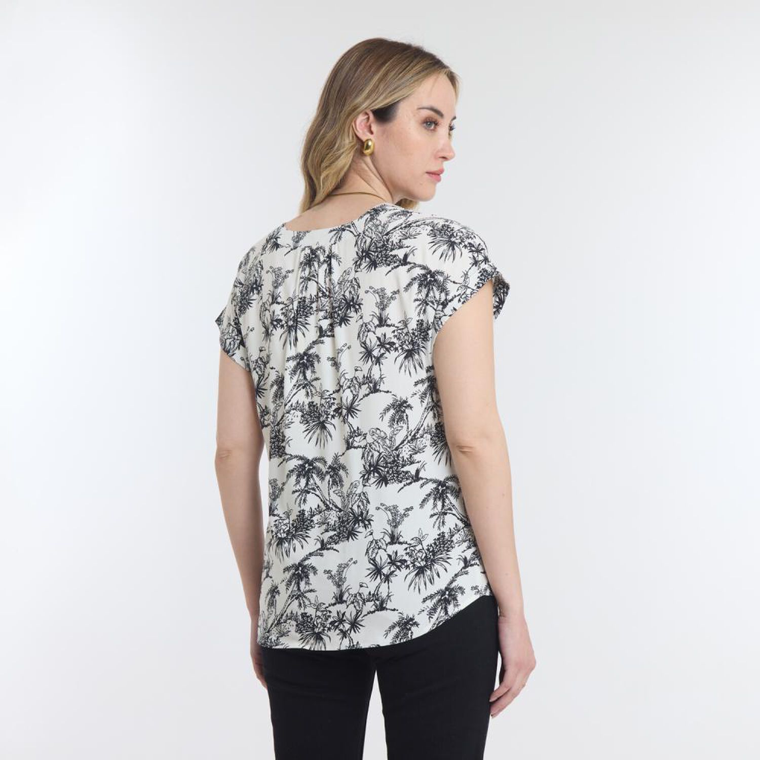 Blusa Full Print Manga Corta Cuello V Mujer Geeps image number 3.0