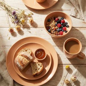 Juego De Loza 16 Piezas Vajilla Cer&aacute;mica July Caramelo