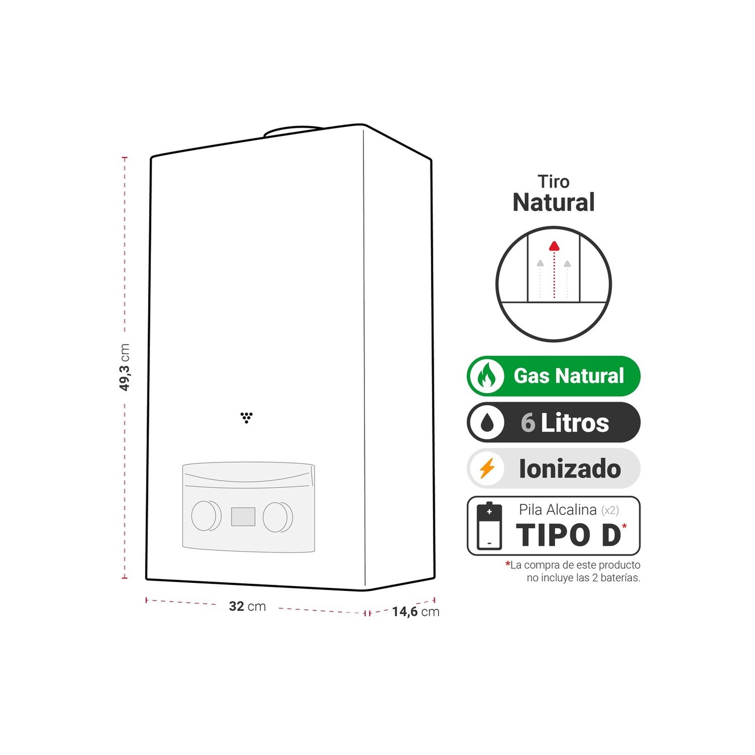 Calefont Albin Trotter 6 Litros Tiro Natural Gas Natural image number 4.0