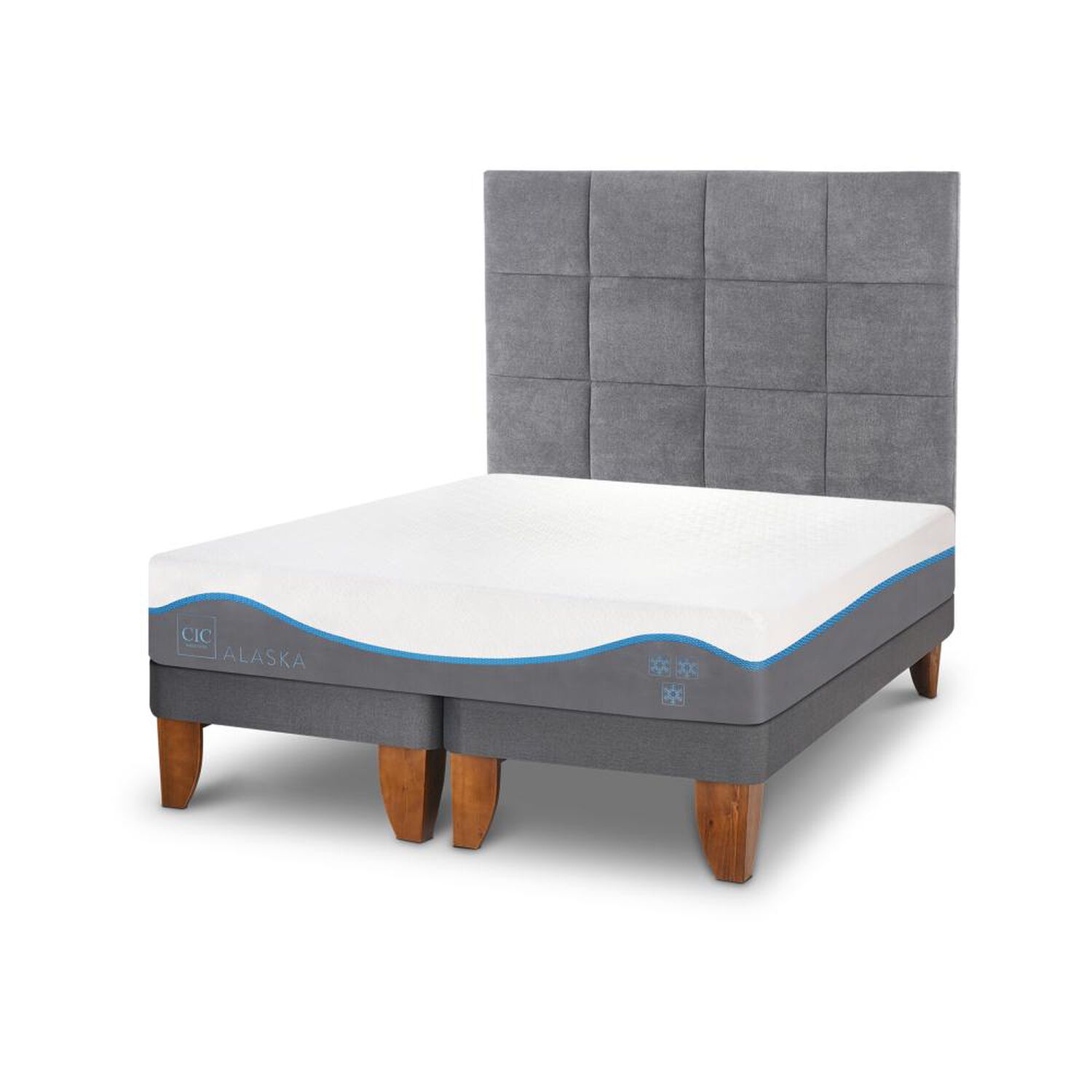 Cama Europea Cic Alaska / 2 Plazas / Base Dividida + Respaldo image number 1.0