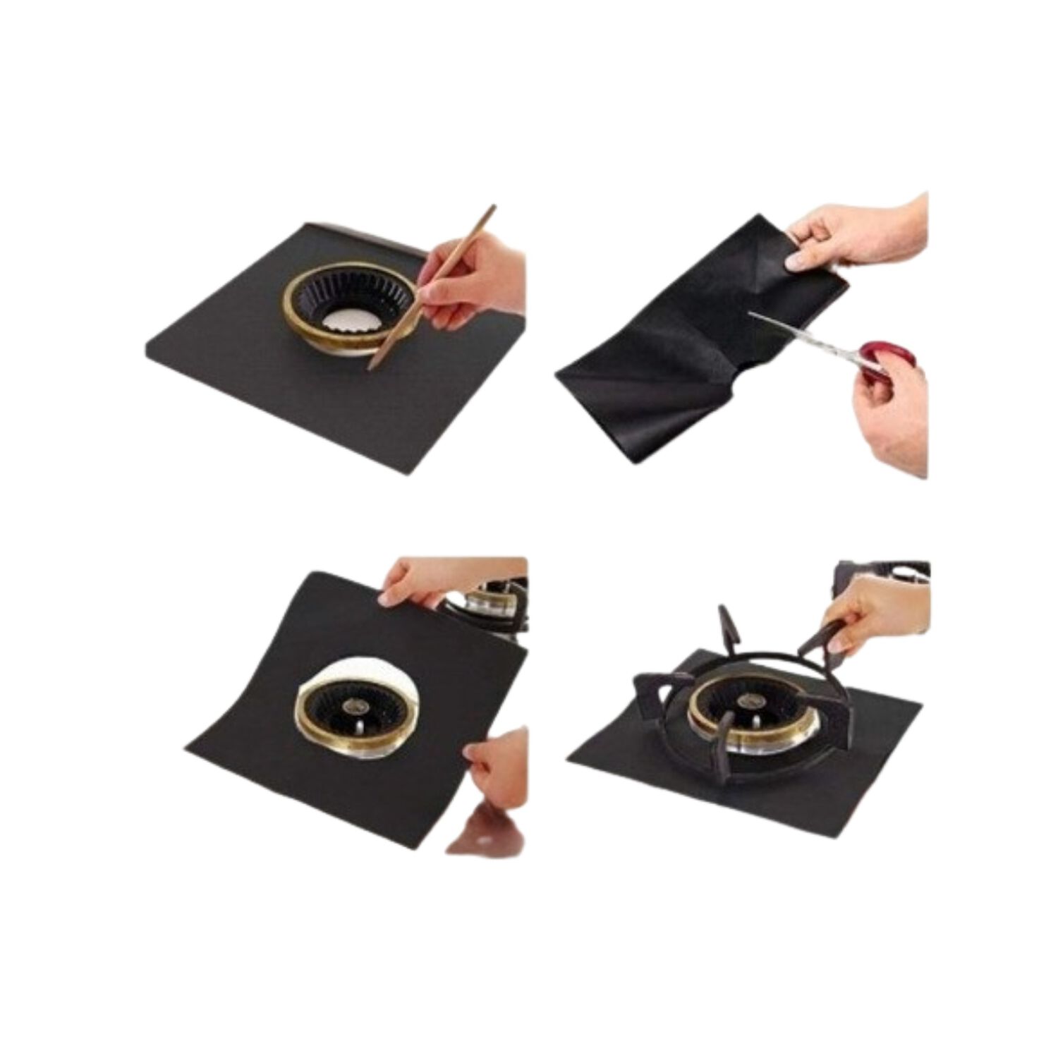 Protector Antiadherente Estufa 4pzs Antiderrame Negro image number 2.0
