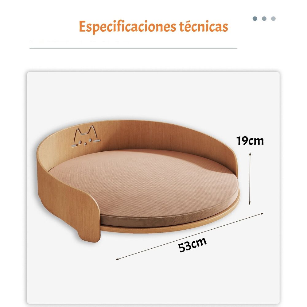 Cama Para Mascotas Madera Colch&oacute;n 53x53cm Aveo By Lubabycas image number 2.0