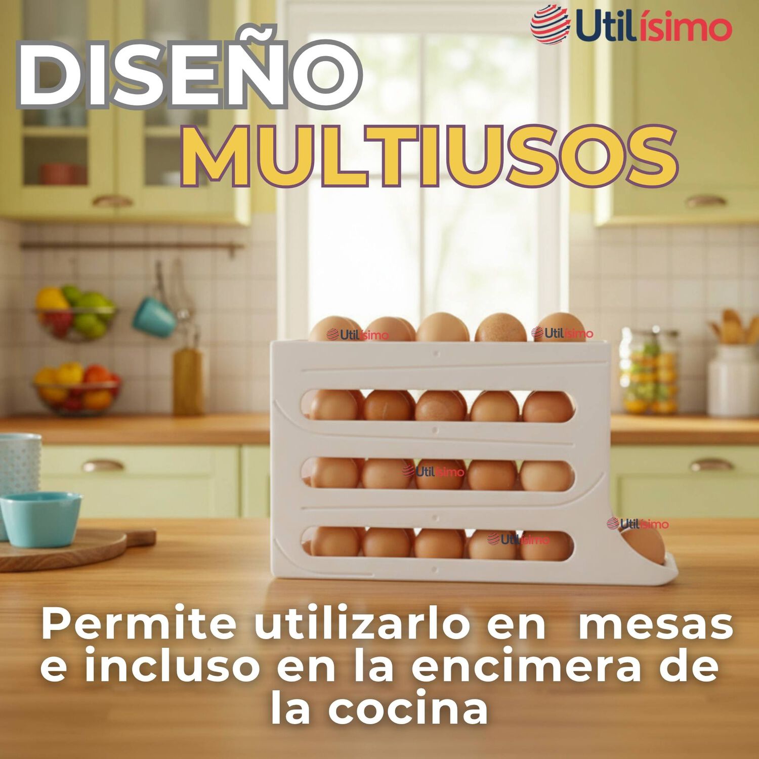 Organizador Dispensador De Huevos Para 30 Huevos Huevera 4 Niveles image number 2.0