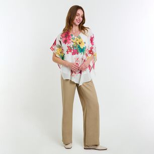 Blusa Print Tipo T&uacute;nica Manga Corta Cuello V Mujer Lesage