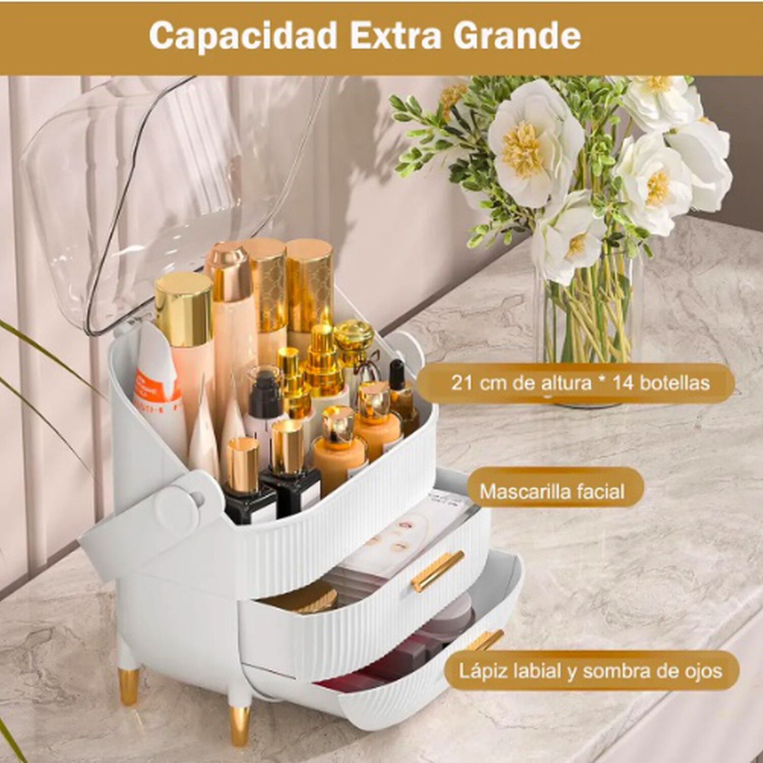Caja Organizador De Cosm&eacute;ticos Blanco image number 5.0