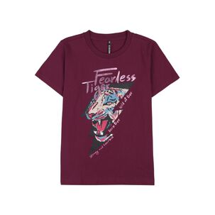 Polera Print Folia Tigre Manga Corta Cuello Redondo Mujer Rolly Go
