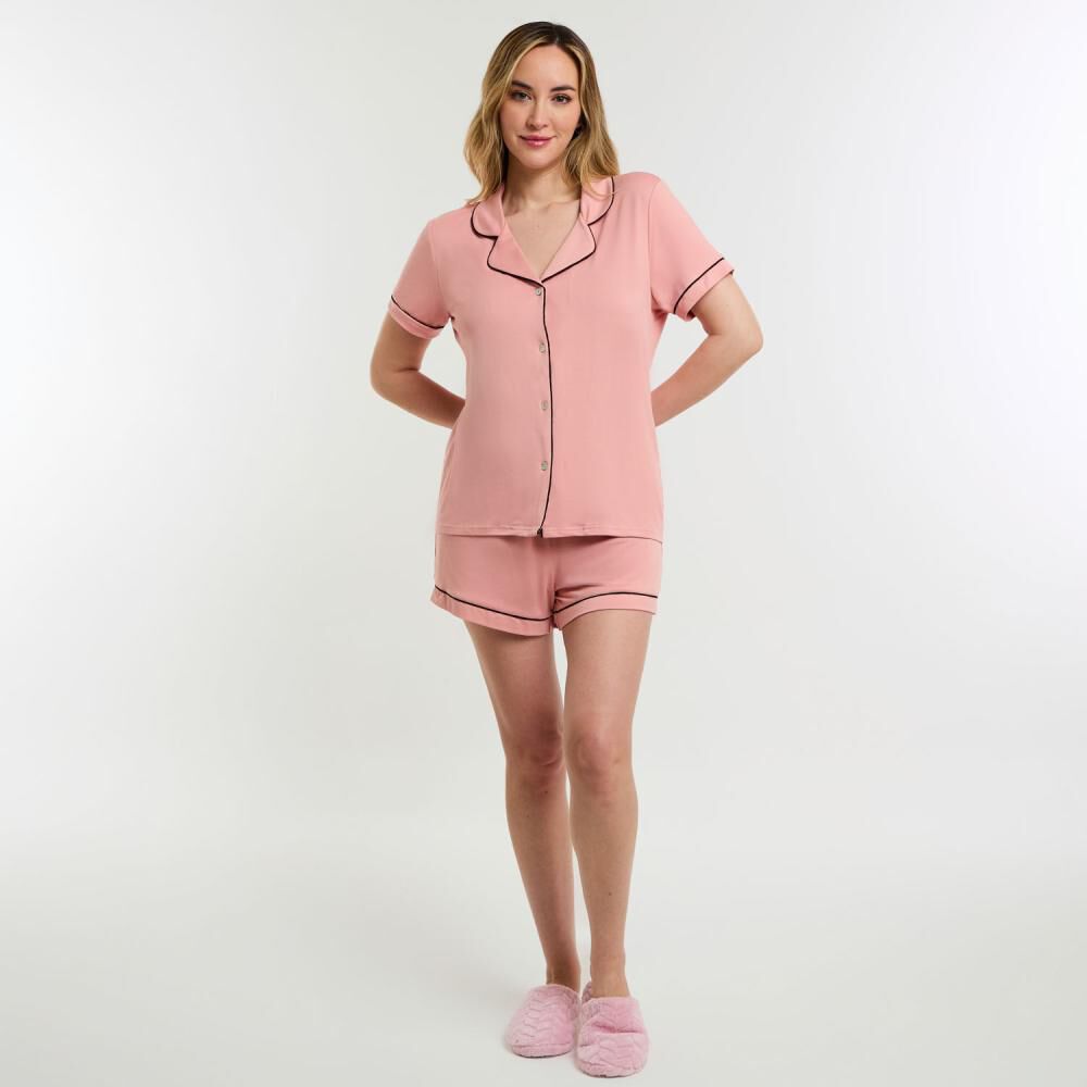 Pijama Camisero Liso Manga Corta Mujer Geeps image number 1.0