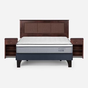 Cama Europea Rosen Indie / 2 Plazas / Base Normal + Set De Maderas Rachel